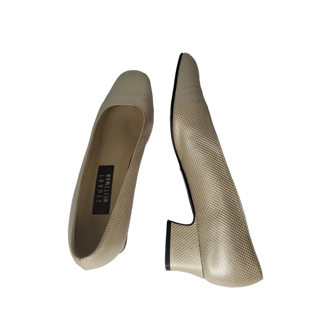 Vintage Stuart Weitzman Pumps Women Sz 8W Block Heel Copper 80s Designer‎ Work